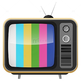 复古老式电视机TV彩色天线家电节目电器