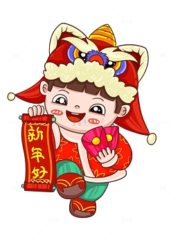 可爱小女孩新年好