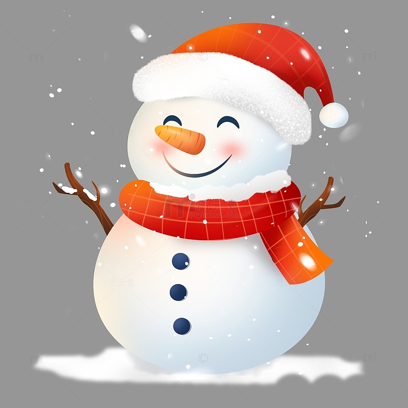 卡通可爱冬天堆雪人圣诞节日装饰插画元素