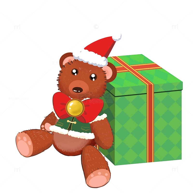 圣诞节礼物熊与礼物盒