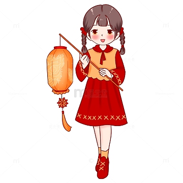 元旦提舞狮灯笼人物