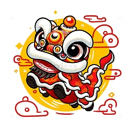 卡通醒狮手绘素材