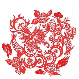 剪影中国龙花团纹