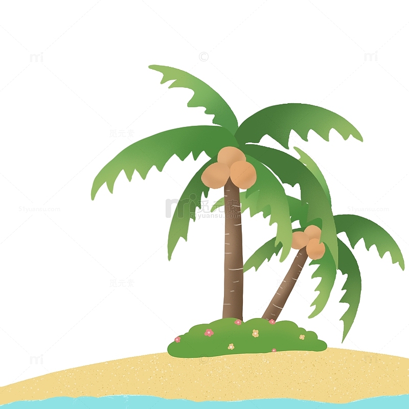 椰子树海边场景插画
