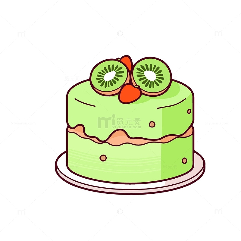猕猴桃蛋糕插画