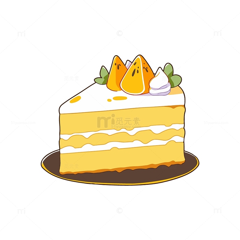芒果蛋糕卡通插画