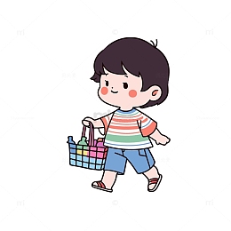 拿着购物篮的小孩