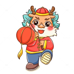 手提灯笼的卡通龙