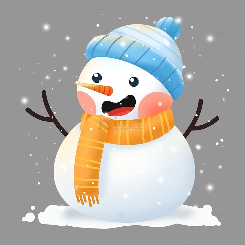 卡通可爱冬天圣诞节雪人装饰插画元素