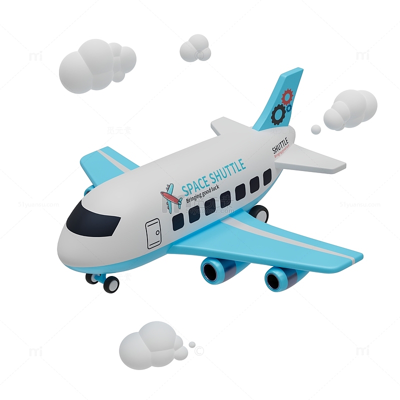 3D立体飞行的卡通飞机模型