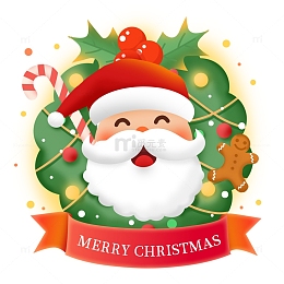 卡通可爱圣诞节老人头像插画