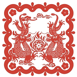 剪影双龙戏珠纹
