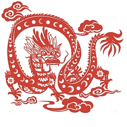 云海飞龙剪影纹