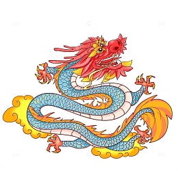 蓝龙戏金灿灿祥云