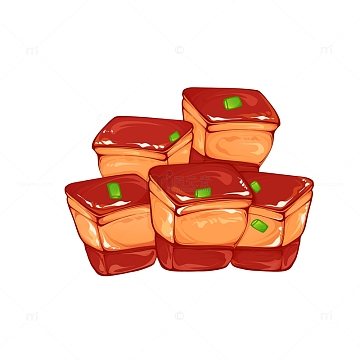 手绘插画红烧肉素材