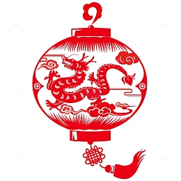 灯笼龙纹剪影