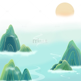 中国国风渐变山水
