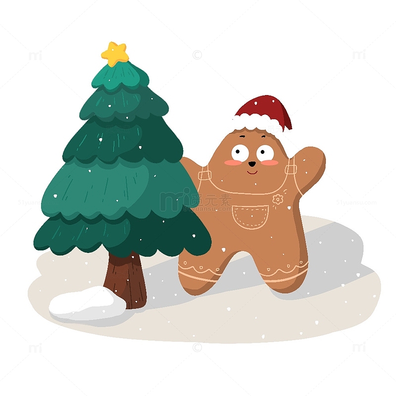 圣诞老人卡通风姜饼人圣诞树