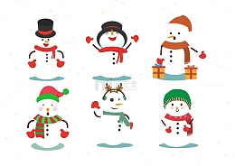 卡通冬天可爱雪人插画