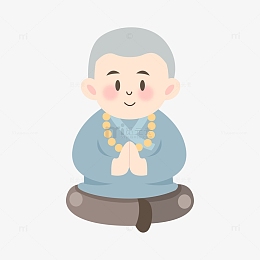 卡通简约双手合十的小和尚