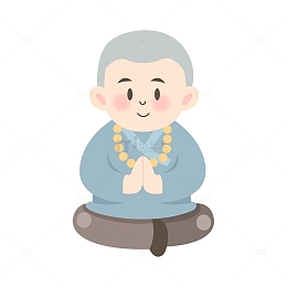 卡通简约双手合十的小和尚