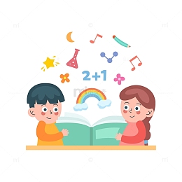 卡通简约拿着书本的小孩