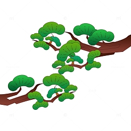 手绘树木松树插画元素