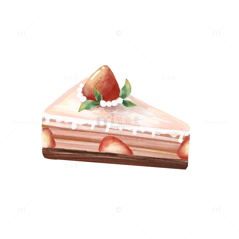 草莓蛋糕手绘糕点甜品饮食美食元素
