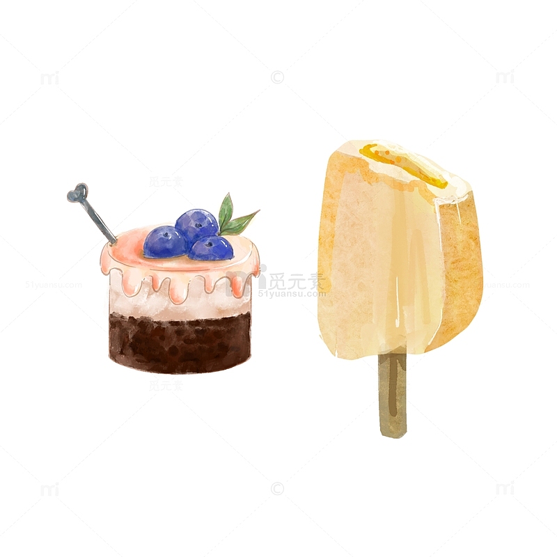 冰棒夏天手绘甜品蛋糕冰淇淋甜点元素