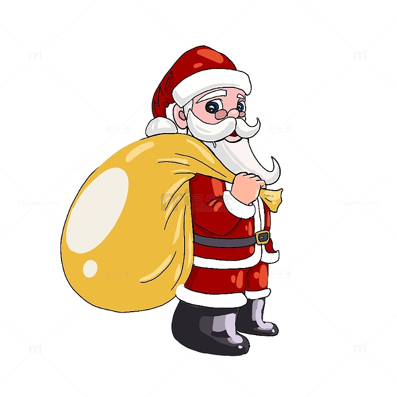 圣诞节圣诞老人背包礼物红色手绘卡通
