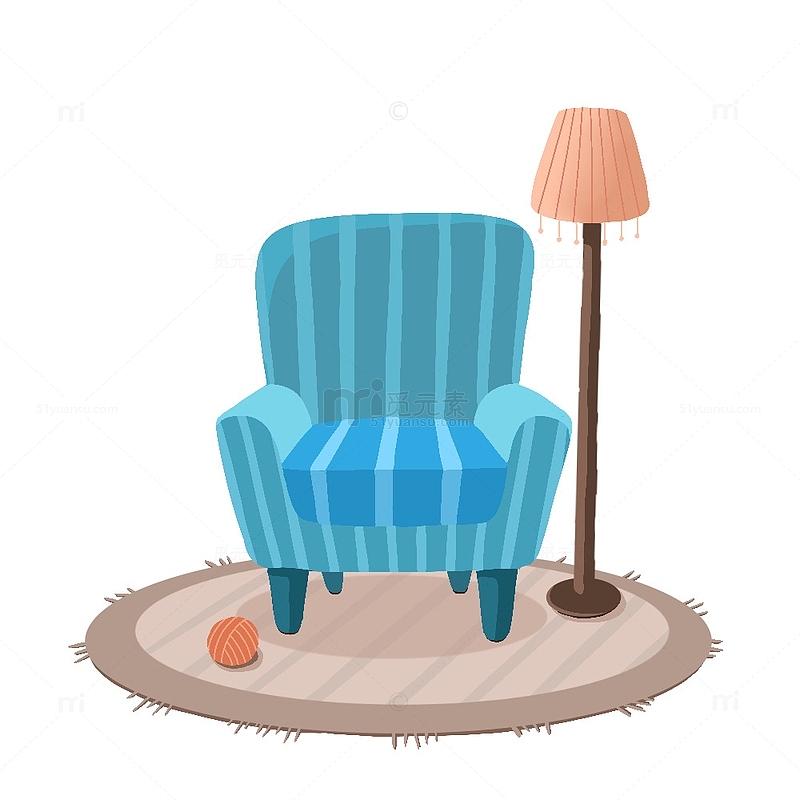 室内家具椅子台灯地毯手绘插画