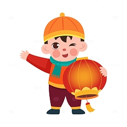 卡通简约拿着灯笼的福娃