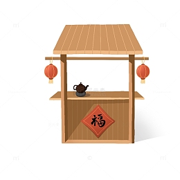 木质摆摊货架灯笼福字陈列展台