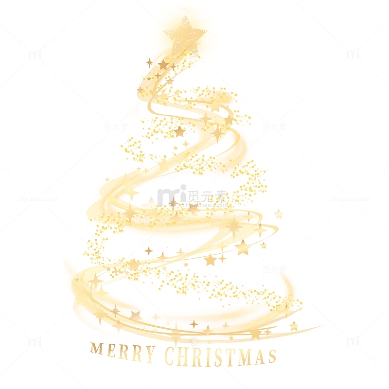 金色浪漫圣诞节圣诞树线条纹理装饰元素