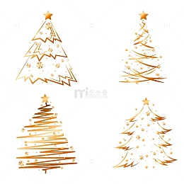 金色抽象光效圣诞节圣诞树