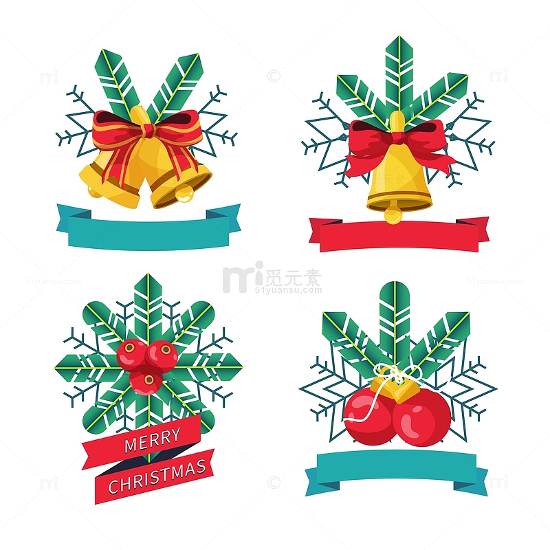 卡通圣诞节铃铛边框标题装饰