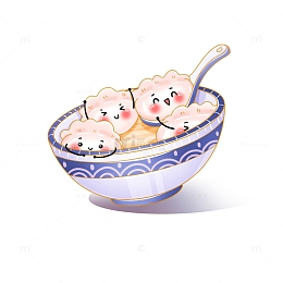 一碗饺子卡通元素