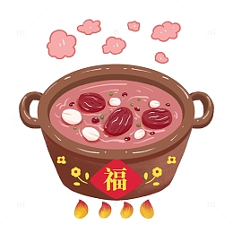 腊八粥煮粥锅红枣莲子绿豆元素