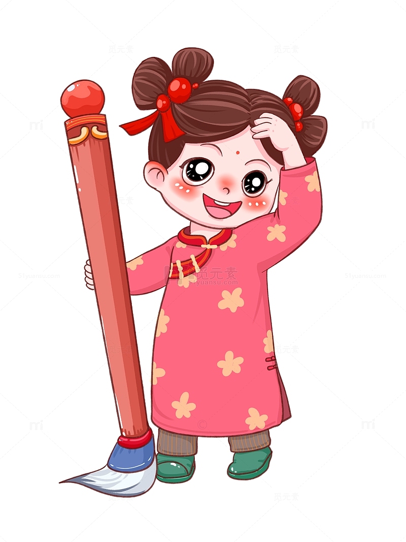 写字的女孩卡通形象
