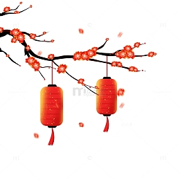 中国风国潮梅花灯笼春节元宵节PNG素材