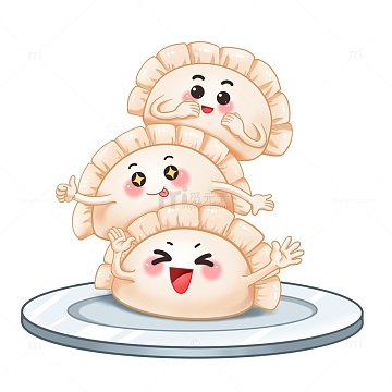 冬至卡通可爱拟人化水饺