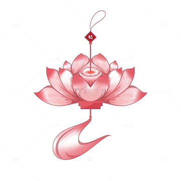 手绘粉色莲花灯 灯笼