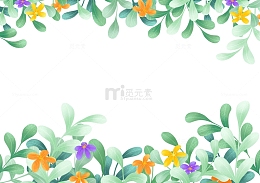 绿色清新花草叶子花朵肌理春天电商装饰元素