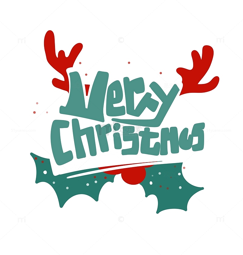 圣诞节快乐鹿角字体设计