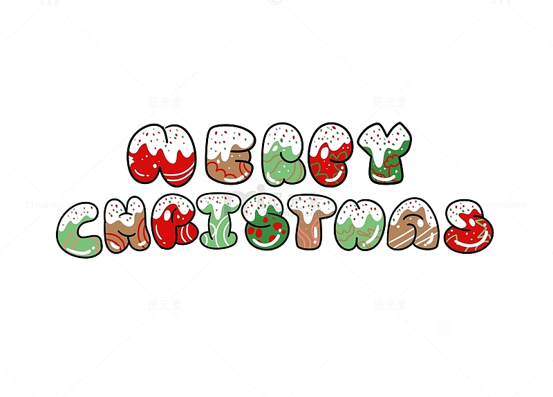 圣诞节快乐的可爱字体设计
