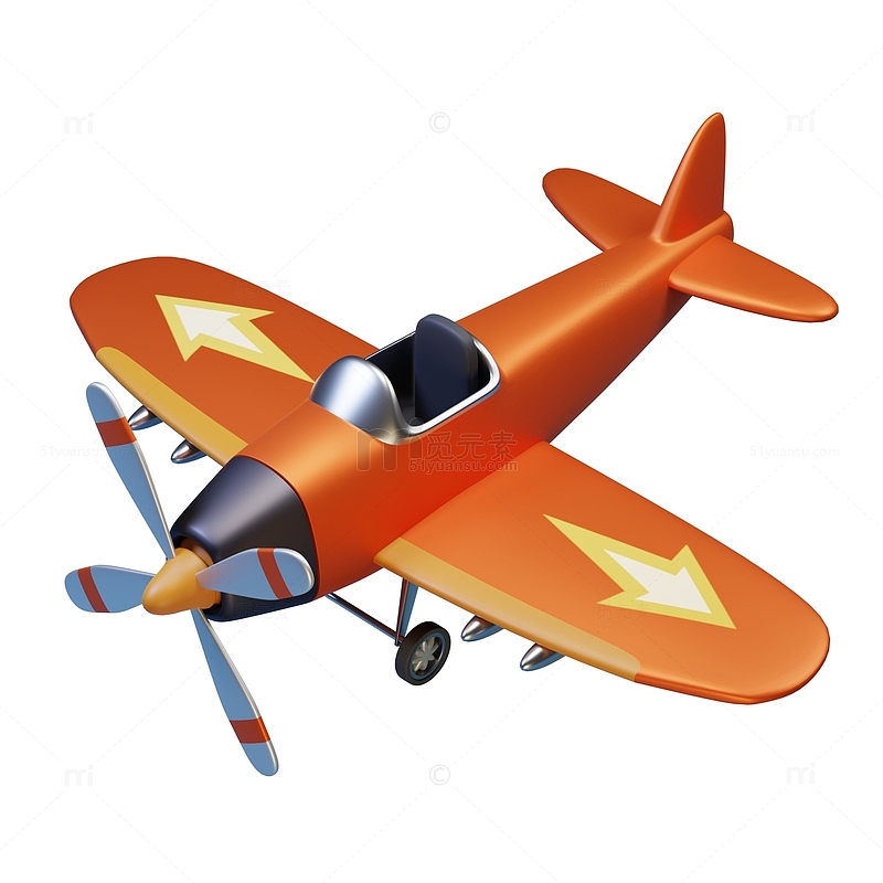 橙黄色卡通飞机模型