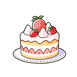 香草草莓味奶油生日蛋糕