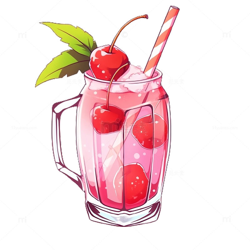 卡通风格樱桃果汁