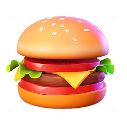 3D卡通汉堡图标