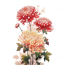国画水墨画彩色菊花